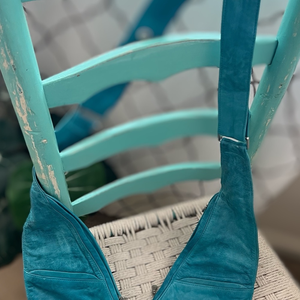 Ocean Blue Leather Crossbody Bag